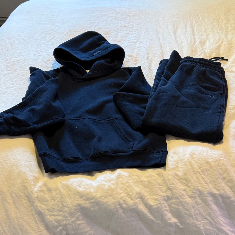 Dark Blue Atitzia Hoodie and Sweatpants Set Boyfriend fit